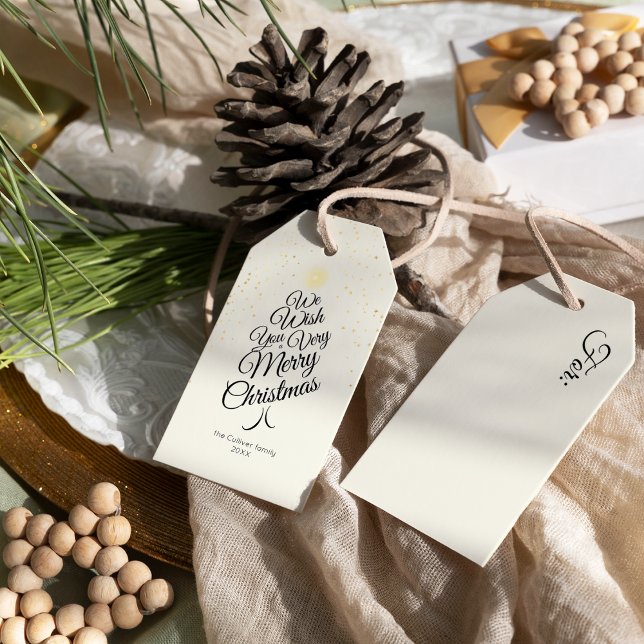 Ivory Sehr frohe Weihnachtsbaum Familienname Geschenkanhänger (Von Creator hochgeladen)