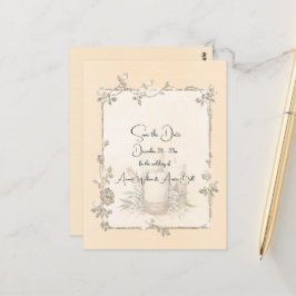 Ivory Shiny Elegant Sparkly Save the Date Postkarte