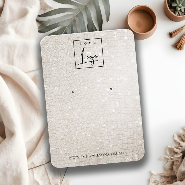 Ivory Silver Sparkle Glitzer-Logo-Vorführung Visitenkarte (Von Creator hochgeladen)