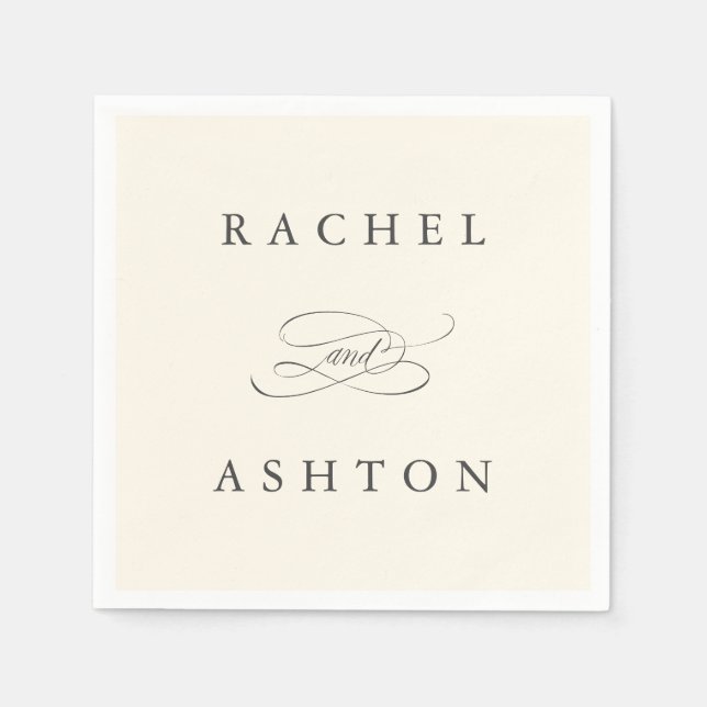 Ivory Simple Elegante Wedding Napkins Serviette (Vorderseite)