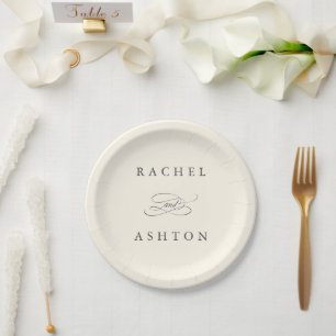 Ivory Simple Elegante Wedding Pappteller