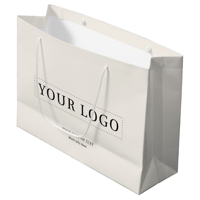Ivory Simple Minimal Business Logo-Geschenk Große Geschenktüte (Vorderseite Schrägansicht)