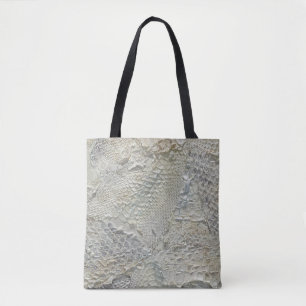 Ivory Snake Skin Tote Beutel Weiß Tasche