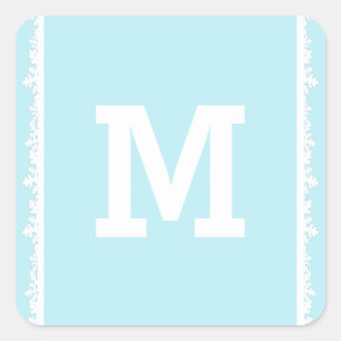 Ivory Snowflake Frame Holiday Monogram Quadratischer Aufkleber