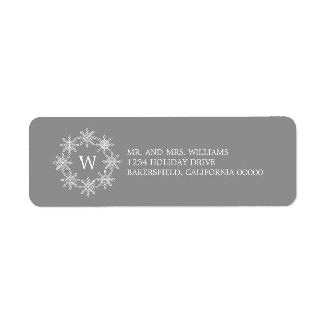 Ivory Snowflake Wreath Holiday Address Labels (Vorne)