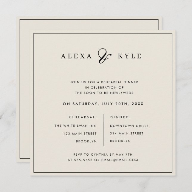 Ivory Square Probe Dinner Einladung (Vorne/Hinten)