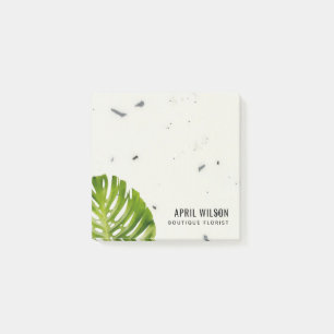 IVORY STONE WATERCOLOR GREEN MONSTERA LEAF FOLIAGE POST-IT KLEBEZETTEL
