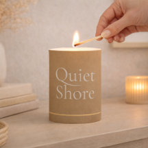 Ivory Taupe Horizon Pillar Candle