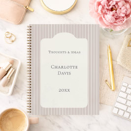 Ivory taupe pinstriped elegant modern notizbuch