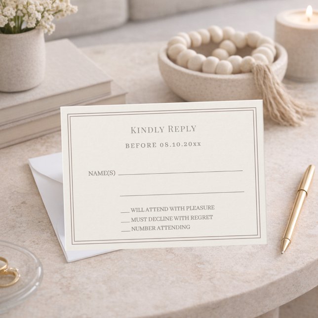 Ivory taupe wedding response RSVP Mitteilungskarte (Von Creator hochgeladen)