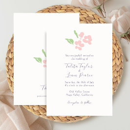 Ivory | Watercolor Blush Floral Script Wedding Einladung