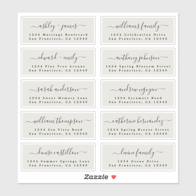 Ivory Wedding Guest Address Labels (Blatt)