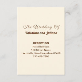Ivory Wedding Reception Portrait Enclosure Card Begleitkarte