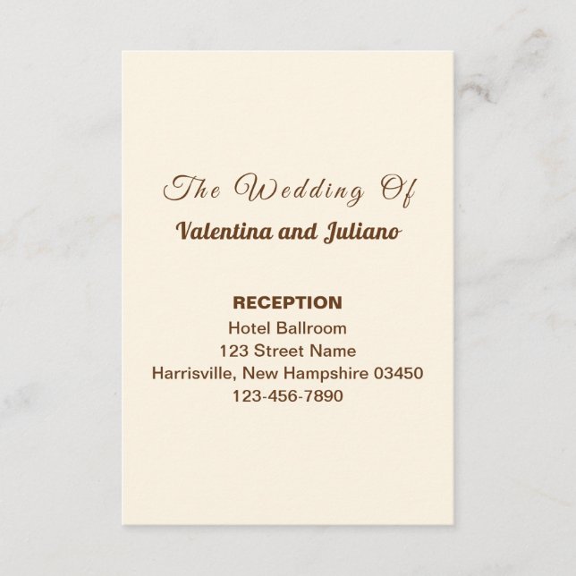 Ivory Wedding Reception Portrait Enclosure Card Begleitkarte (Vorderseite)
