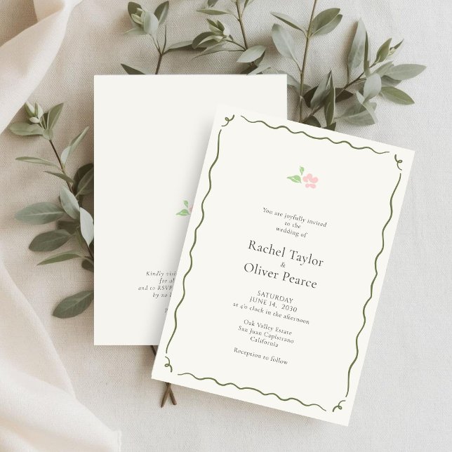 Ivory | Whimsical Floral Wedding Invitation Einladung (Von Creator hochgeladen)