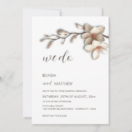 Ivory White 3D Magnolia Flower Wedding Einladung