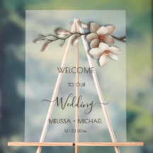 Ivory White 3D Magnolia Flowers Wedding Welcome