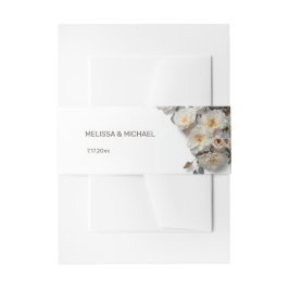 Ivory White 3D Roses Wedding Einladungsbanderole