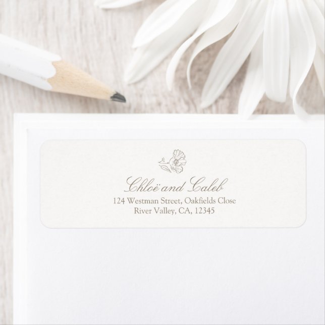 Ivory White | Botanical Return address label (Insitu)