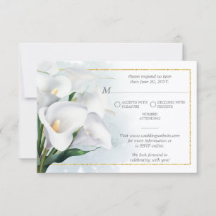 Ivory White Calla Lily Wedding RSVP Karte