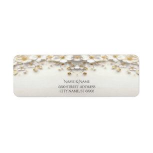 Ivory White Floral Gold Verlasst Rücksendeadresse