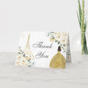 Ivory White Floral Quinceañera Birthday Princess Dankeskarte