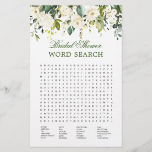 Ivory White Floral Word Search Brautparty Game