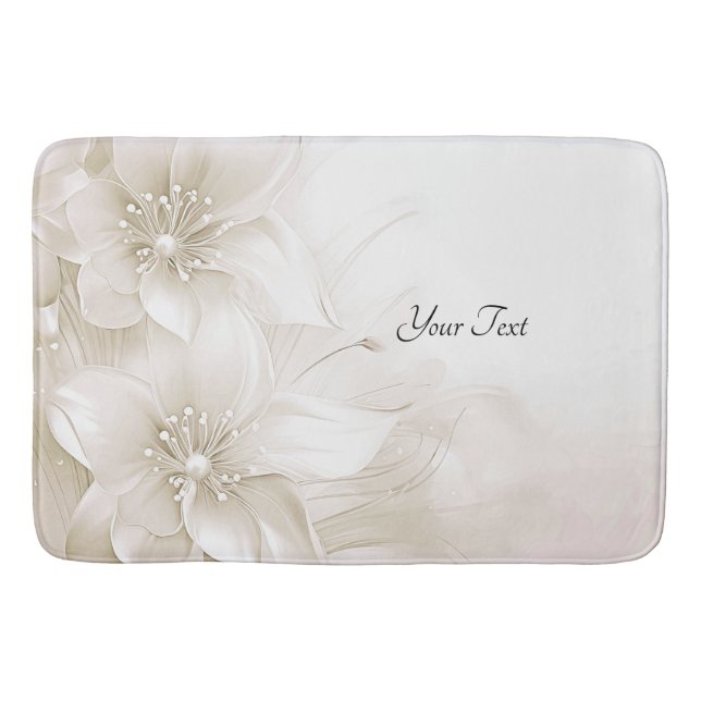 Ivory White Flowers Bath Mat Badematte (Vorderseite)