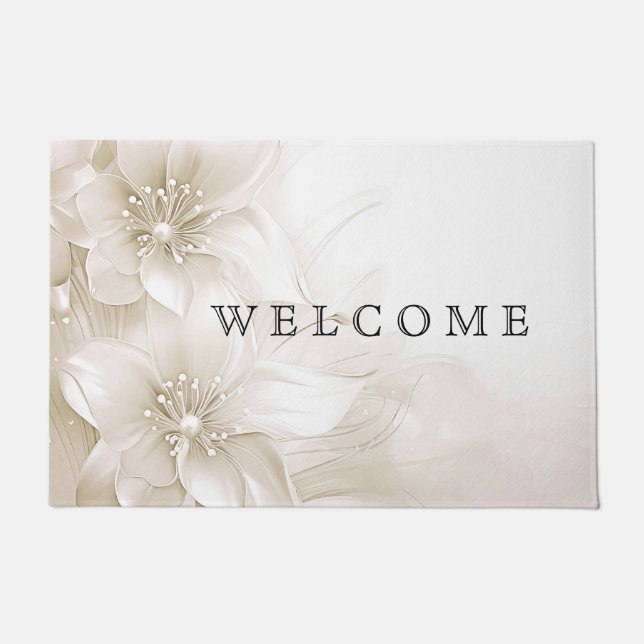 Ivory White Flowers Doormat Fußmatte (Vorderseite)