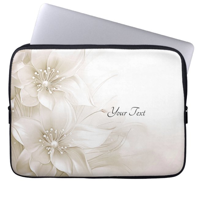 Ivory White Flowers Laptop Sleeve (Vorderseite)