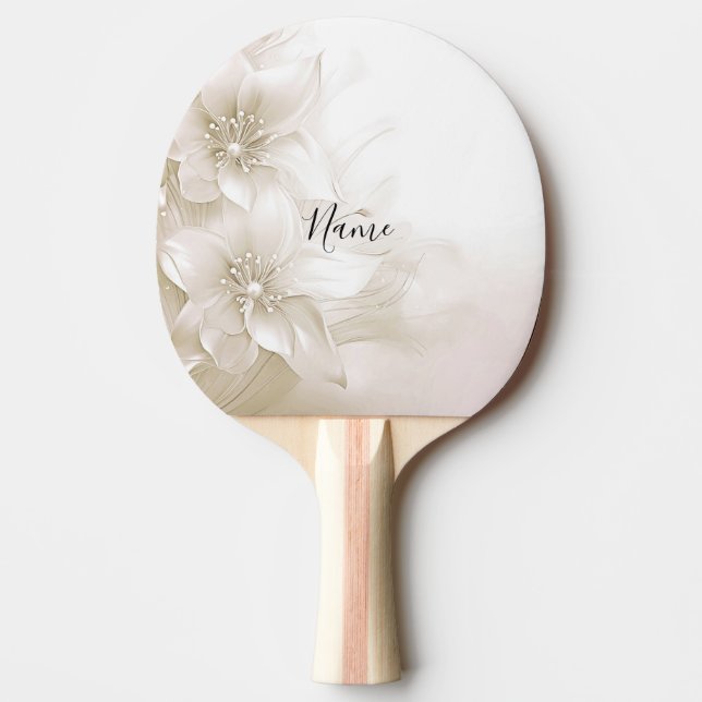Ivory White Flowers Ping Pong Paddle Tischtennis Schläger (Vorderseite)
