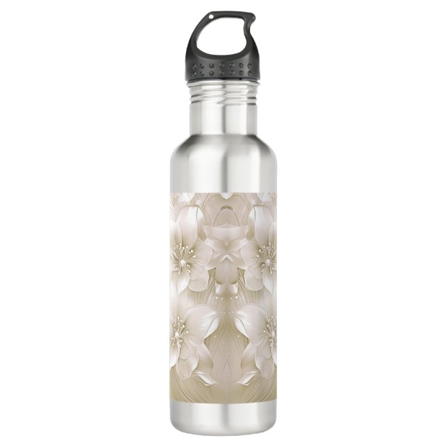 Ivory White Flowers Water Bottle Edelstahlflasche (Vorderseite)