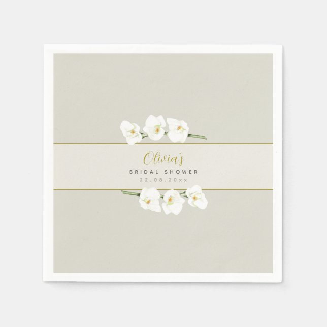 Ivory White Orchids Einfaches Elegantes Brautparty Serviette (Vorderseite)