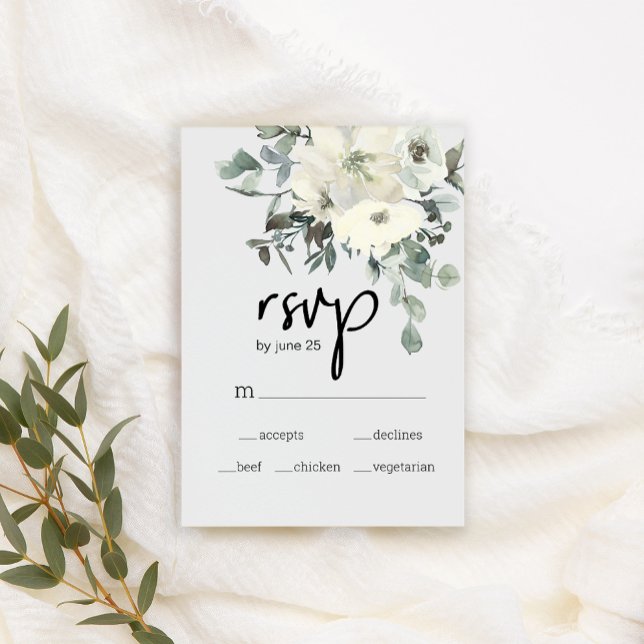 Ivory White Roses Floral Wedding RSVP (Créateur téléchargé)