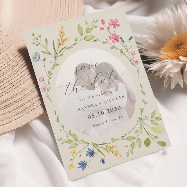 Ivory Wildflower Photo Save The Date (Von Creator hochgeladen)