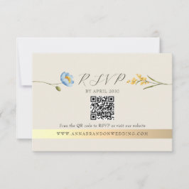 Ivory Wildflower QR Code Wedding RSVP Karte