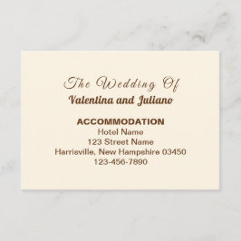 Ivory with Brown Typography Wedding Accommodation Begleitkarte