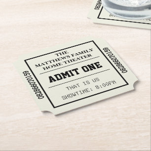 Ivory Zuhause Theater Personalisiert Movie Ticket Untersetzer