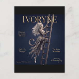 Ivoryne Leopard Cover Girl steigt die Leiter hinau Postkarte