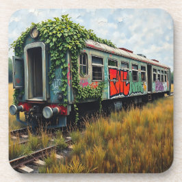 Ivy and Graffiti Covered Abandoned Train Getränkeuntersetzer