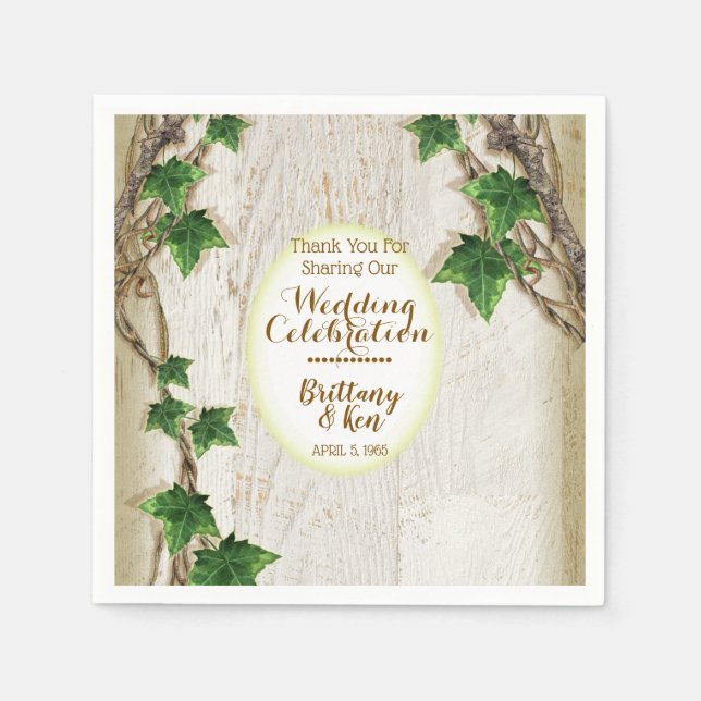 Ivy and Willow Wedding Serviette (Vorderseite)