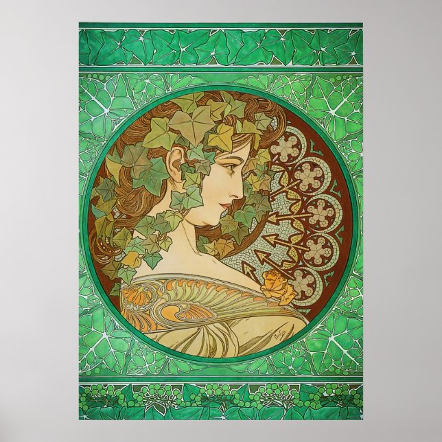 Ivy by Alphonse Mucha Art Nouveau Poster (Vorne)