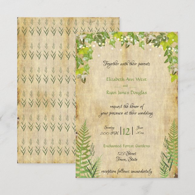 Ivy de Bois Rustique, Faire-part de mariage Lumièr (Devant / Derrière)