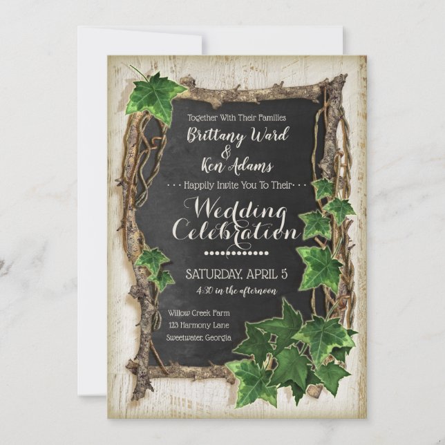 Ivy et Willow Wedding Invitations (Devant)