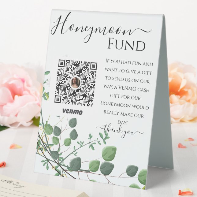 Ivy Greenery Wedding Venmo Honeymoon Fund Tischaufsteller (In Situ (Hochzeit))