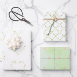 Ivy Hearts, Trellis und Dots Assorted Geschenkpapier Set