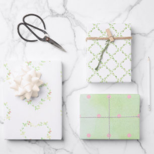 Ivy Hearts, Trellis und Dots Assorted Geschenkpapier Set