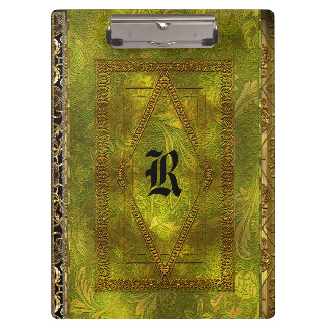 Ivy Jordshire Old Book Elegant Style Monogramm Klemmbrett (Vorderseite)