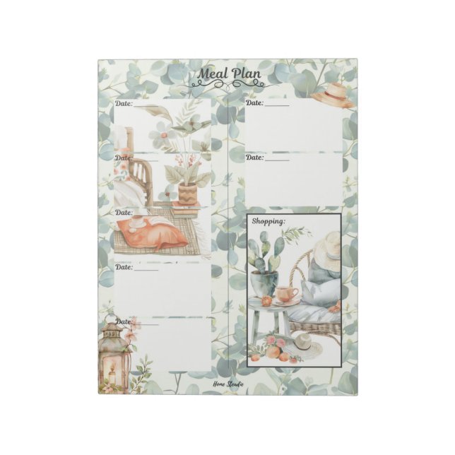 Ivy League 7 Day Blank Meal Planner Notizblock (Rotiert)