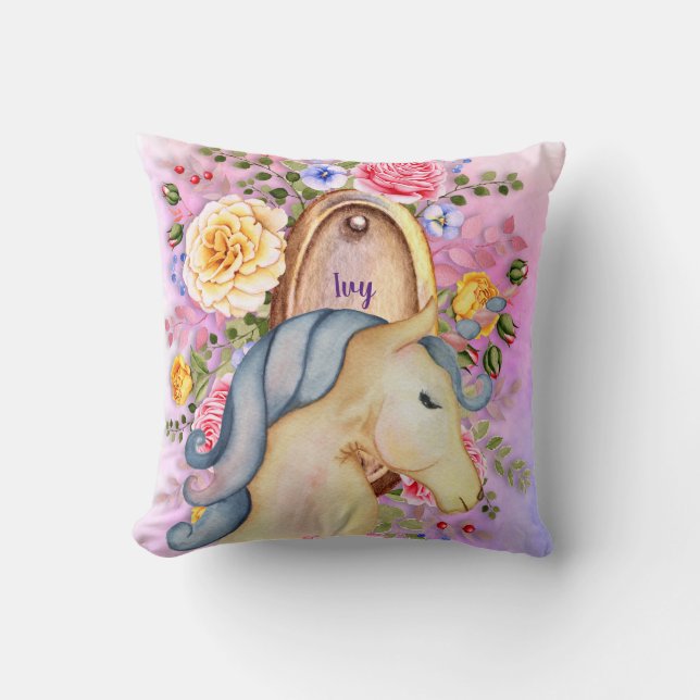 IVY - Mädchen als Einhornträume Personalisiert Kissen (Vorderseite)